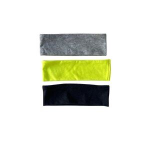 3 Headbands (Black, Heather Gray, and Neon Green)